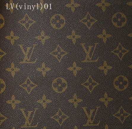 Crafted Classic Brown LV Vinyl Leather Fabric For Sale